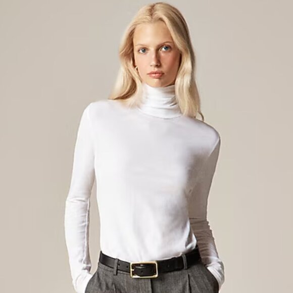 J. CREW White Jersey Turtleneck - 100% Cotton - XXS - NEVER WORN - Picture 1 of 7